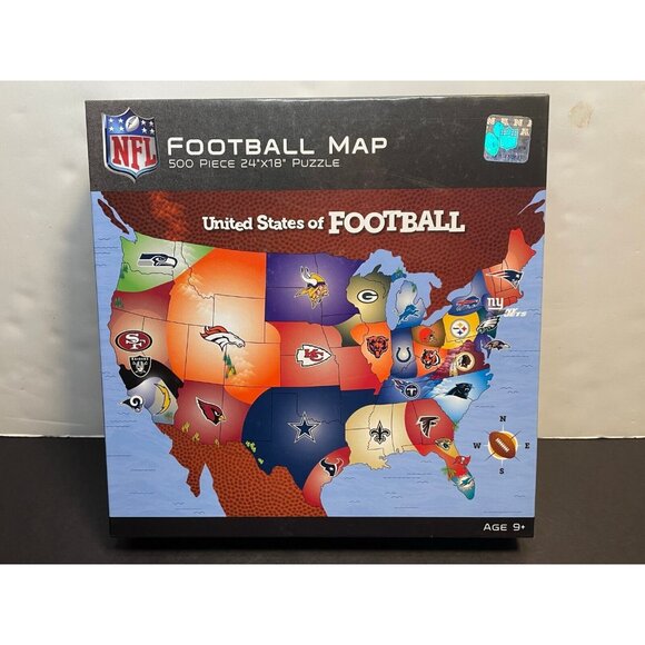 NFL United States of Football Map 500 pc Jigsaw Puzzle 24" x 18" MasterPiece new - Picture 1 of 13